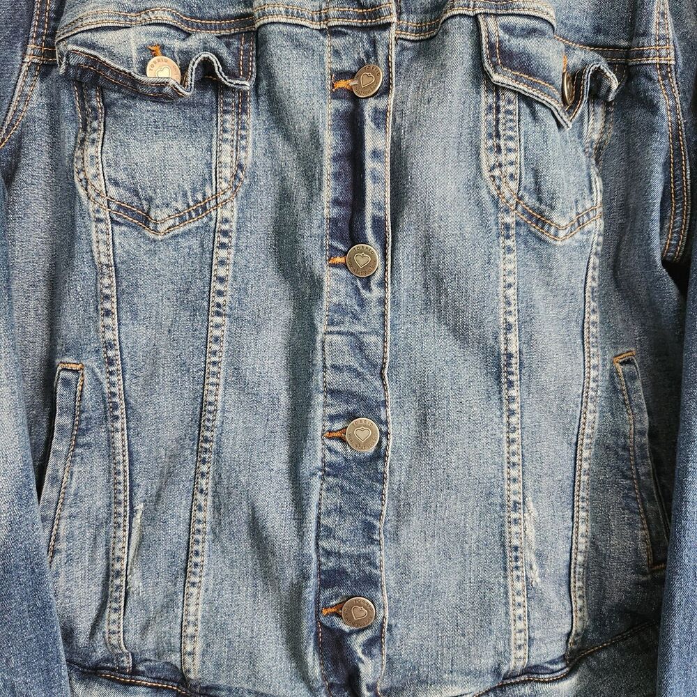 Torrid Women's Denim Jacket Plus Size 2 Medium Wash Stretch Long Sleeve Trucker - Picture 5 of 12